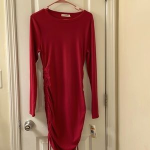 Raspberry color long sleeve dress